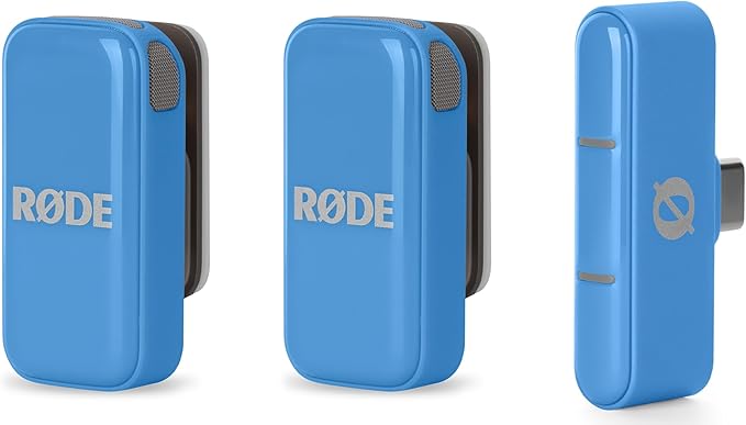 RØDE Wireless Micro - Compact Wireless Microphone, Two Mics with Charge Case for Smartphone Content Creation - USB-C, Blue