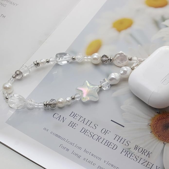Beaded Camera Wrist Strap, Cute Phone Charms Strap, Pearl Bracelet Wrist Strap, Phone Keychain Decoration for Wallet