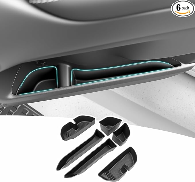 Door Side Storage Box Compatible with 2024 2025 2026 Toyota Land Cruiser Prado 250 J250 LC250 & 1958 Accessories, Front & Rear Slot Protector Liner Door Insert Organizer Tray Phone Pockets