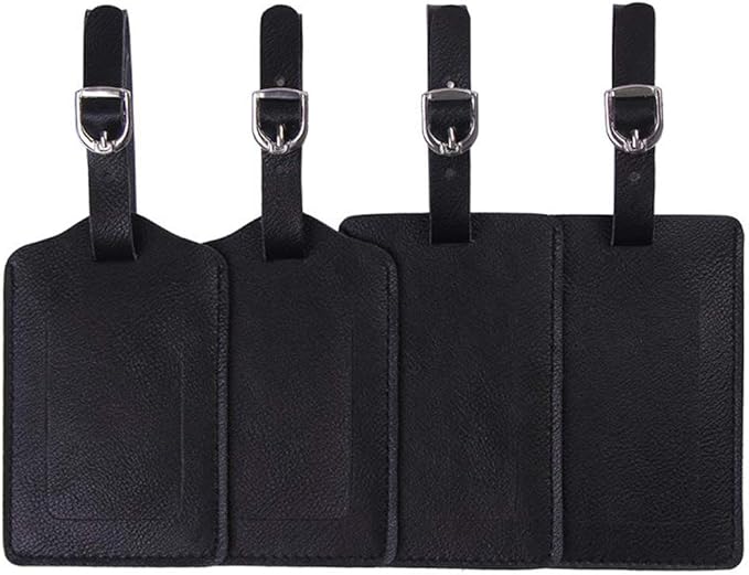 Vigorport Luggage Tags, Leather Personalized Suitcase Tag Set Luggage id Tags Labels Travel Accessories-Set of 4