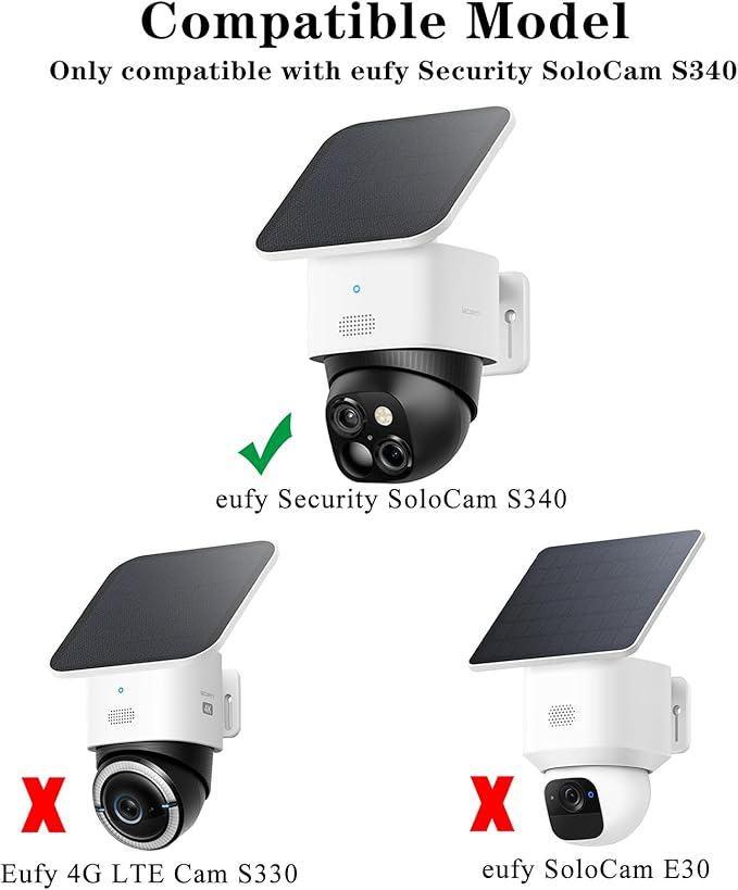 Gutter Mount Bracket and Rain Cover Compatible with Eufy Security SoloCam S340,Security Camera Accessories Camera Gutter Mount and Sun and Rain Shield for Outdoor(White)