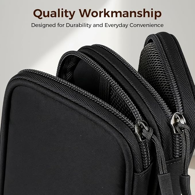 Cord Organizer Travel,Electronic Data Cable Organizer Pouch Black,Tech Accessories Compact Storage Bag for Earphone Case,Charger,AirPods,HDMI,Travel Essentials for Men Women (Black)