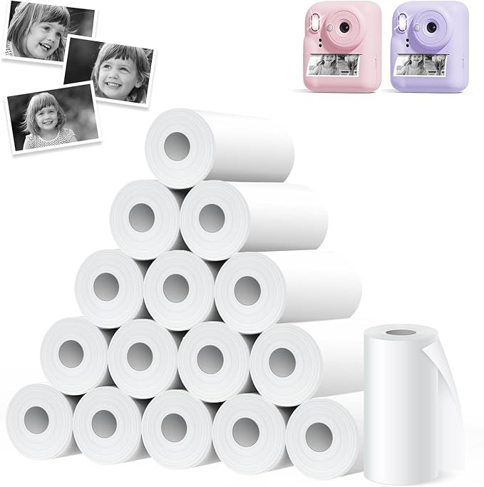 JOYJAM 16 Rolls Instant Print Camera for Kids Refill Print Paper, BPA Free, Photo Printer Thermal Paper Rolls for Most Kids Instant Camera