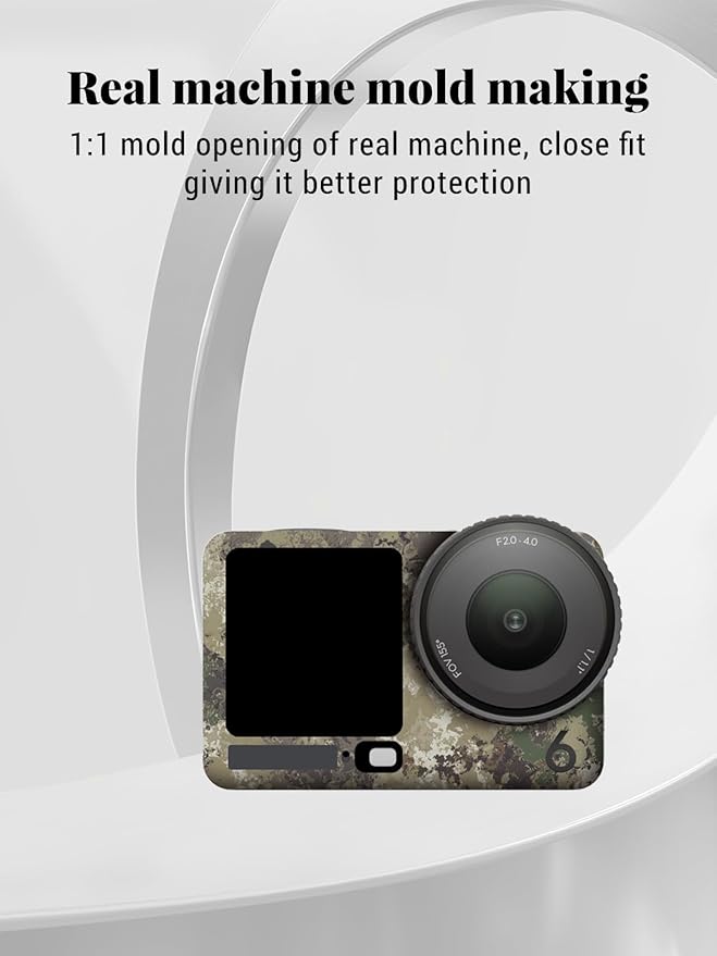 ZBAGUG for DJI Action 6 Skin Full Body Wrap, Anti-Scratch Waterproof Protective Sticker, Full Coverage Action Cam Wrap, for DJI Action 6 Accessories, Camouflage