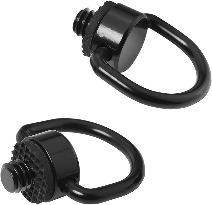 2 Pack D-Type Screw Stainless Steel D Ring Screw Hinged Holder Camera Fixing Screw for Tripod DSLR Cameras for Quick Release Wrist Strap Sling, Black
