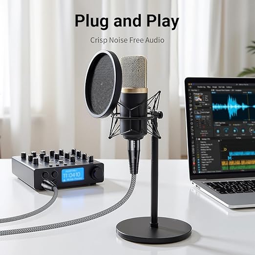XLR Cables 6.6ft/2m, Premium Microphone Cable,XLR Male to Female Balanced Microphone Cord 3 pin,Oxygen-Free Copper (OFC) Nylon Braided Mic Cord-Gray