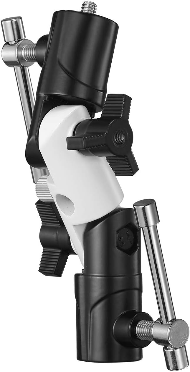 SUPON Flash Bracket U-Shape,180° Adjustable Swivel Umbrella Softbox Holder with 1/4" to 3/8" Screw &Nut Adapter and Cold Shoe Mount for DSLR Cameras,Speedlites,Tripod,Light Stand,Studio,LED Light