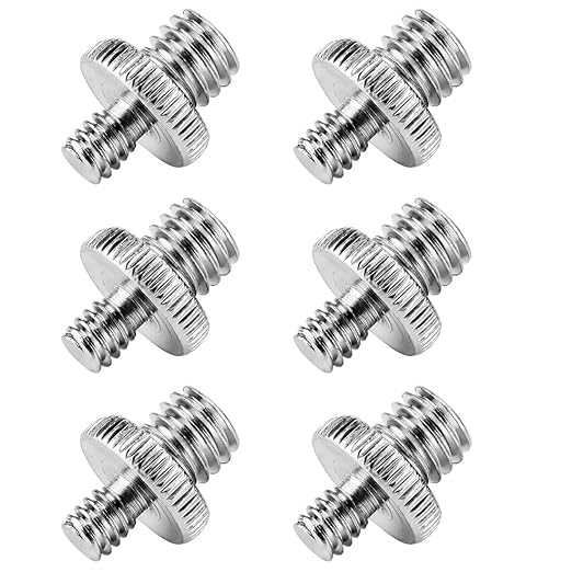 1/4" Male to 3/8" Male Threaded Camera Tripod Screw Adapter Converter, 6 Pack with Storage Box
