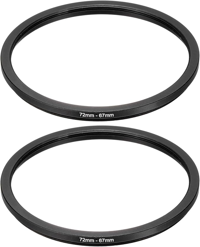 PATIKIL Step Down Ring Adapter 72mm to 67mm, 2 Pcs Filter Step-Down Rings Camera Lens Filters Metal Ring Digital for ND IR DSLR Lenses, Black
