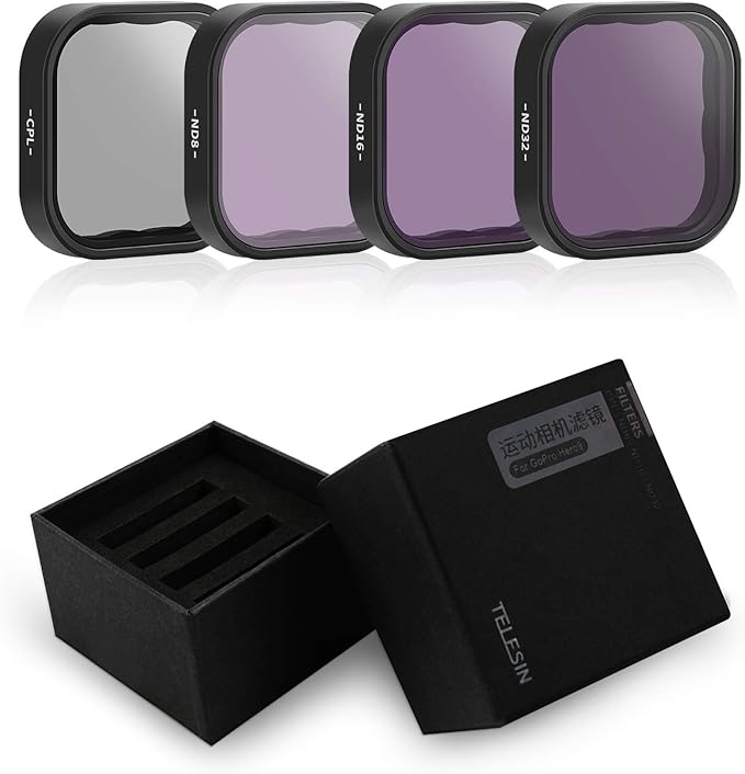 AFAITH 4-Pack ND CPL Lens Filters for GoPro Hero 12/11/10/9 Black, 4-Pack (CPL ND8 ND16 ND32) Camera Lens Protector Kit Set, Neutral Density Filter for GoPro Hero 12/11/10/9 Black