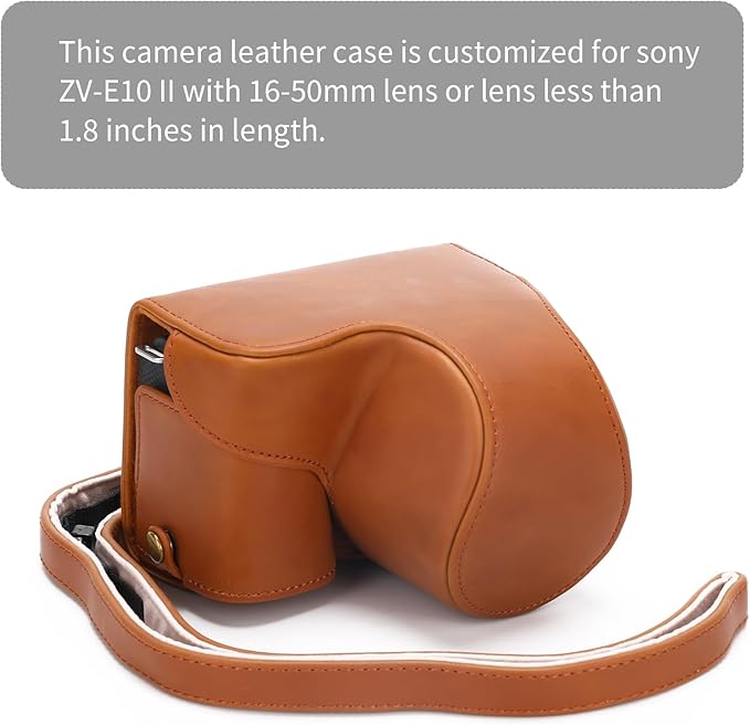 Hargedis for Sony ZV-E10 II case Premium PU Full Body Leather Camera Case Bag for Sony ZV-E10 II Fit 16-50mm Lens with Camera Shoulder Strap