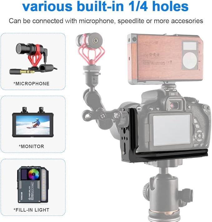 (Real Single One) DSLR Camera L Bracket Quick Release Plate Vertical Horizontal Switching Tripod Compatible with Canon Nikon Sony DJI Ronin Zhiyun Stabilizer Tripod Monopod Can't fit Manfrotto