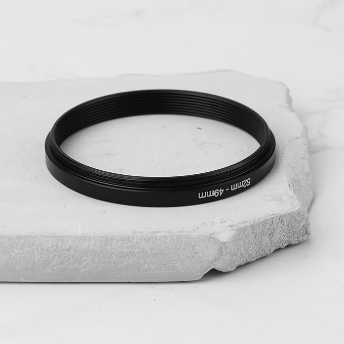 2Pcs 52mm to 49mm Step-Down Filter Adapter Ring Metal Threaded Lens Converter for Filters and Accessories