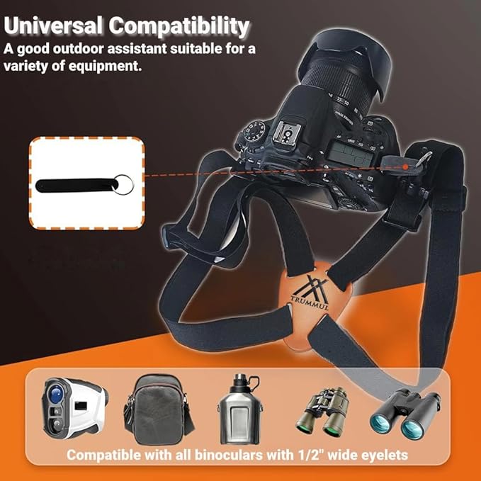 Trummul Binocular Harness Strap Best Chest Harness Strap for Hunters Photographers and Golfers (Black)