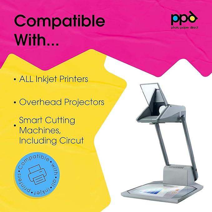 PPD Premium Inkjet Transparency Film (Overhead Projector Film) 150 Micron Thick 8.5x11" X 50 Sheets - Instant Dry PPD-34-50