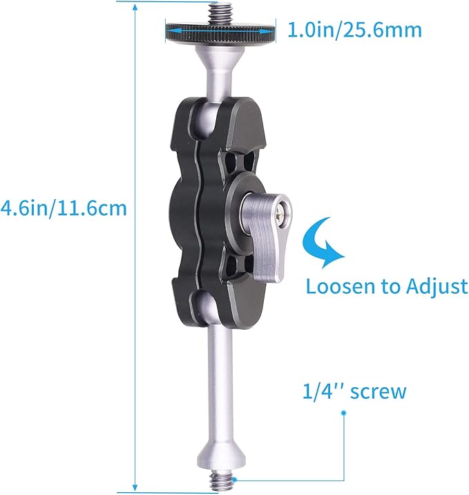 Magic Arm and Phone Mounting Clip, INNOREL Universal Aluminum Alloy Telephone Clamp with A 1/4" to 3/8" Screw for Camera Tripod External Shooting Equipments