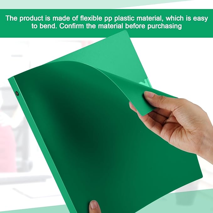 Henoyso 16 Pcs 3 Ring Binder 1/2'' Round Fits Letter Size 8.5'' x 11'' Paper Plastic Flexible Binder Holds 140 Sheets with 1 Pockets Versatile Organizer for Home Office School (Green)