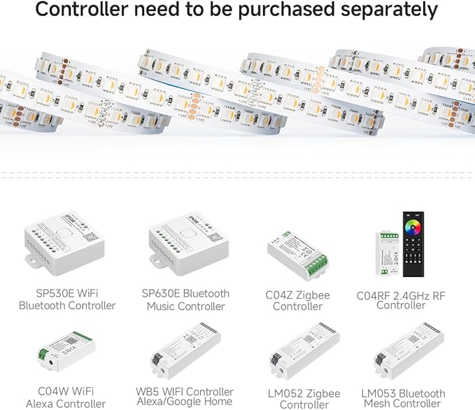 BTF-LIGHTING 5050 RGBW RGB+Warm White(2700K-3000K) 4 Colors in 1 LED Tape Light DC24V 5m 16.4ft 60LED/m Multi-Colored IP30 White 12mm PCB for Bedroom Kitchen Home Decoration(No Adapter or Controller)