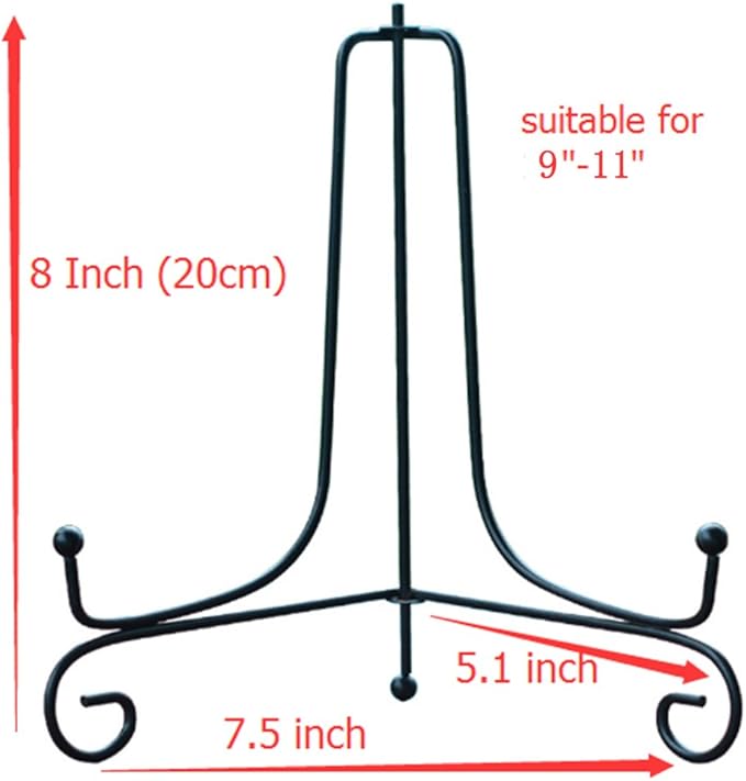 Artliving (4 pack) 8" Iron Display Stand, Black Iron Easel Plate Display Photo Holder Stand, Displays Picture Frames, Cookbooks, Decorative Plates, Tablets and Art
