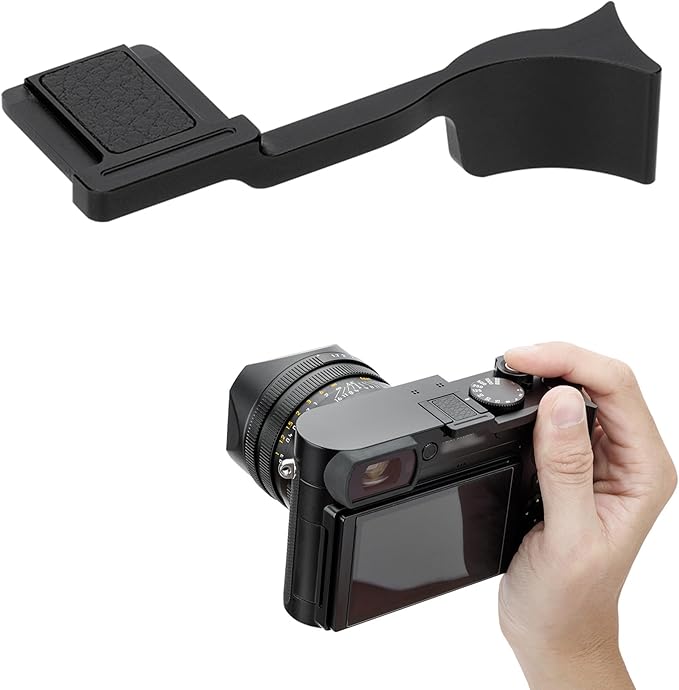 JJC Deluxe Metal Thumb Up Grip for Leica Q3 43/Q3/Q2 Cameras, Hot Shoe Thumb Rest Support Grip for Stable and Safe Hand Hold, with Anti-Scratch Silicone Pad, Not Affect The Use of Camera Buttons