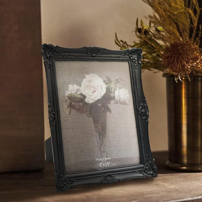 CISOO 8x10 Vintage Picture Frame Antique Ornate Black Photo Frame, for Table Top and Wall Display, Decorative Floral Design Retro Home Decor, Photo Gallery Art