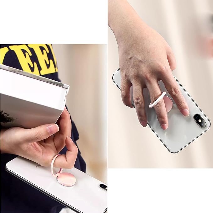 TENOC Phone Grip Sticky 360° Rotation Universal Stand Finger Ring Holder Slim Kickstand for Cell Phone Case, Pink