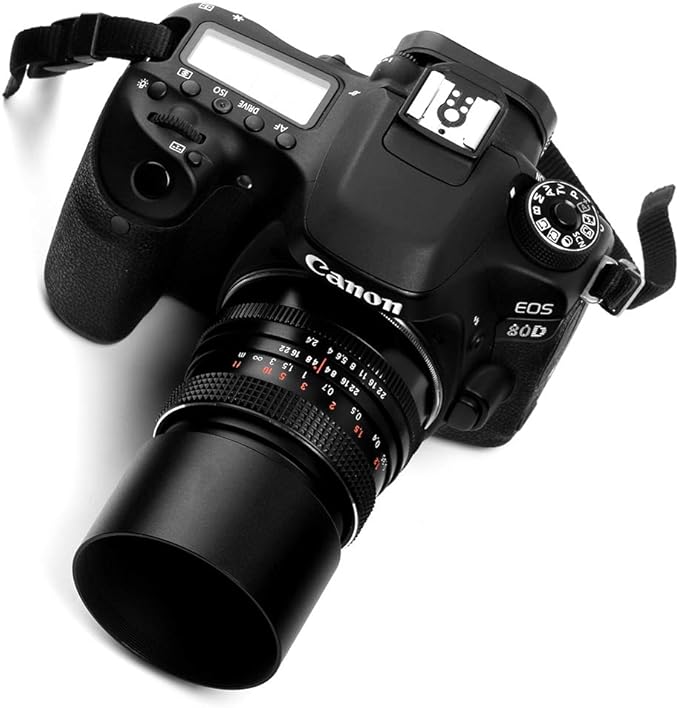 55mm Tele Metal Screw-in Lens Hood Sunshade with Centre Pinch Lens Cap for Canon Nikon Sony Pentax Olympus Fuji Sumsung Leica Camera + Cleaning Cloth