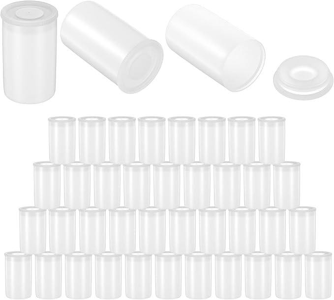 100 Pieces Plastic Film Canister Holder 35 mm Empty Camera Reel Containers Storage Containers Case with Lids for Small Accessories Fish Hook Film Beads
