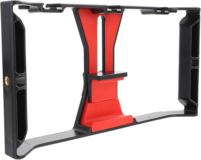 PRETYZOOM Hand-Held Phone Holder Smartphone Video Rig Cage with Cold Shoe Mount for Mobile Live Streaming and Vlogging Stabilizer Grip Compatible with Smartphones