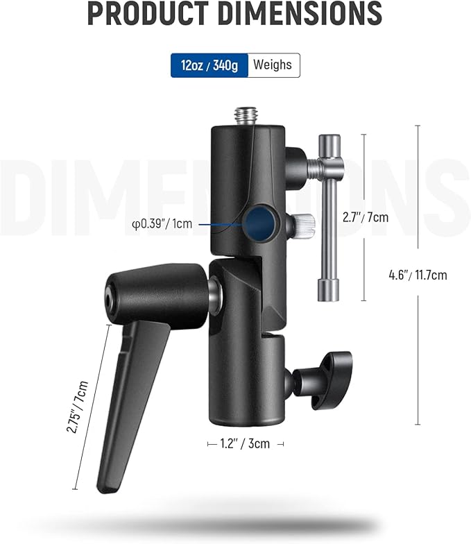 NEEWER Camera Flash Bracket H Type Mount with Umbrella Softbox Holder, 180° Swivel Adjustable Metal Light Stand Adapter with 1/4" to 3/8" Screw Adapter for Speedlite LED Light Stand Tripod (2 Pack)