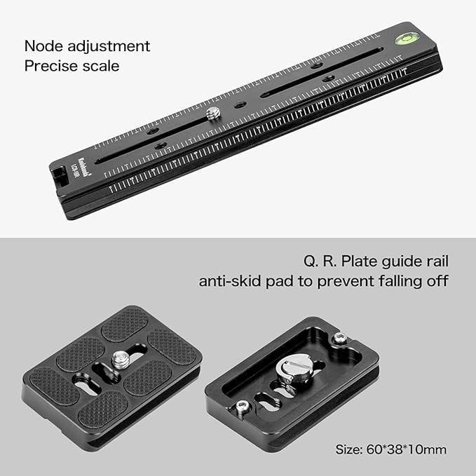 Koolehaoda 180mm Rail Nodal Slide Metal Quick Release Clamp,Dual Dovetail Camera Bracket Mount with Double-Sided Clamp can be Rotated 90°, for Camera with Arca Swiss Compatible(LCB-18R)