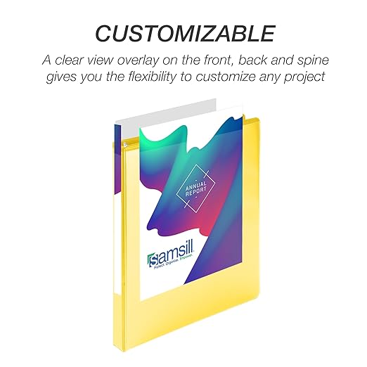 Samsill Durable 0.5 inch 3 Ring Binder, Made in USA, D Ring Binder, FSC 100% Recycled Chipboard, Yellow