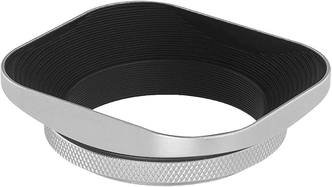 Haoge LH-EW2 49mm Square Metal Screw-in Lens Hood with Cap for 49mm Canon Nikon Sony Leica Voigtlander Nikkor Panasonic Pentax Contax Olympus Lens and Other Lens with 49mm Filter Thread Silver