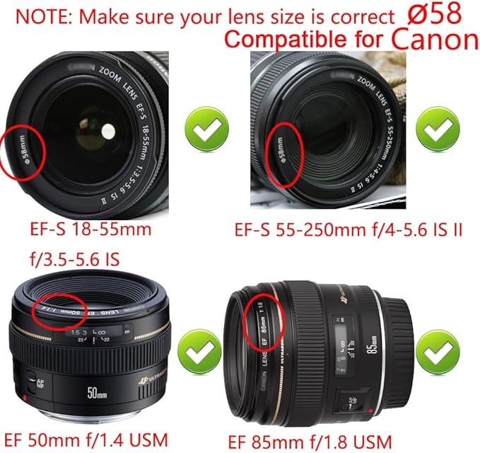 58mm-67mm Step Up Ring 58mm Lens to 67mm Filter (2 Pack), WH1916 Camera Lens Filter Adapter Ring Lens Converter Accessories
