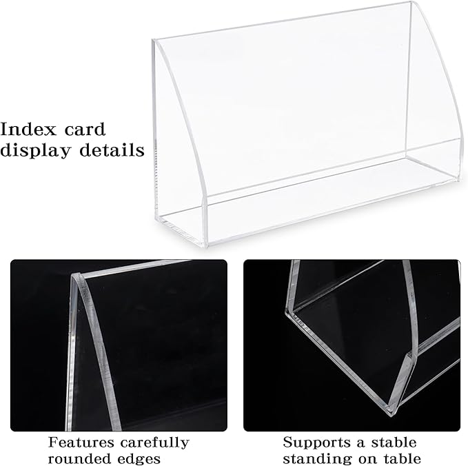 Klmnop Index Card Display Stand, 5x8 Inch Acrylic Index Card Box, Clear Postcard Organizer Case for Business Classroom Office(Clear)