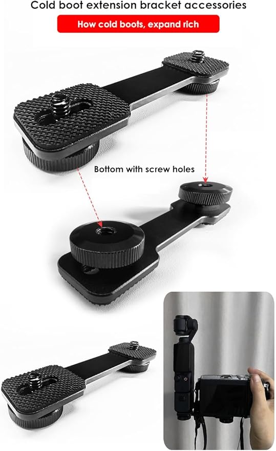 Triple Cold Shoe Mounts Plate Microphone Led Video Light Extension Bracket Microphone Stand Rig Compatible for DJI OSMO Mobile 3 2 OM 4 Zhiyun Smooth 4/Feiyu Vimble 2 Gimbal Stabilizer