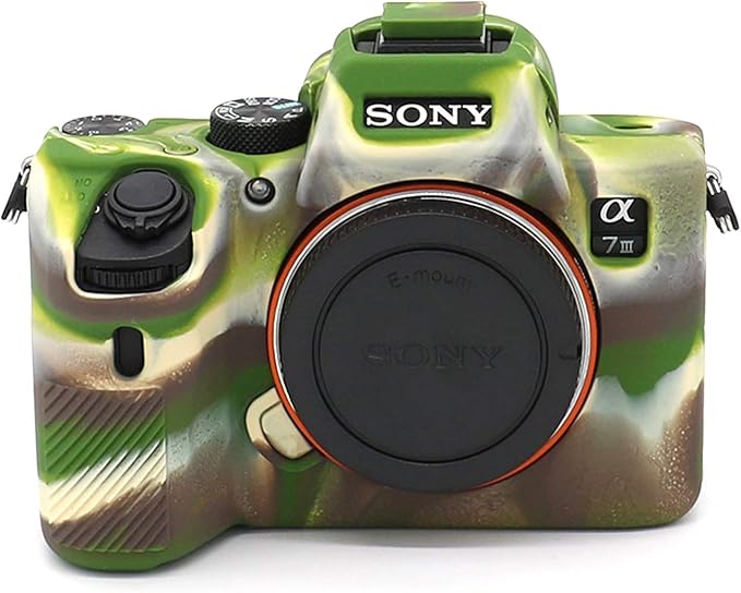 Professional Secure Soft Silicone Camera Case Bag Housing Rubber Body Skin for Sony Alpha A7iii a73 A7R3 A7Riii a7R Mark III a7 Mark III Digital SLR Camera Protective Case (Army Green)