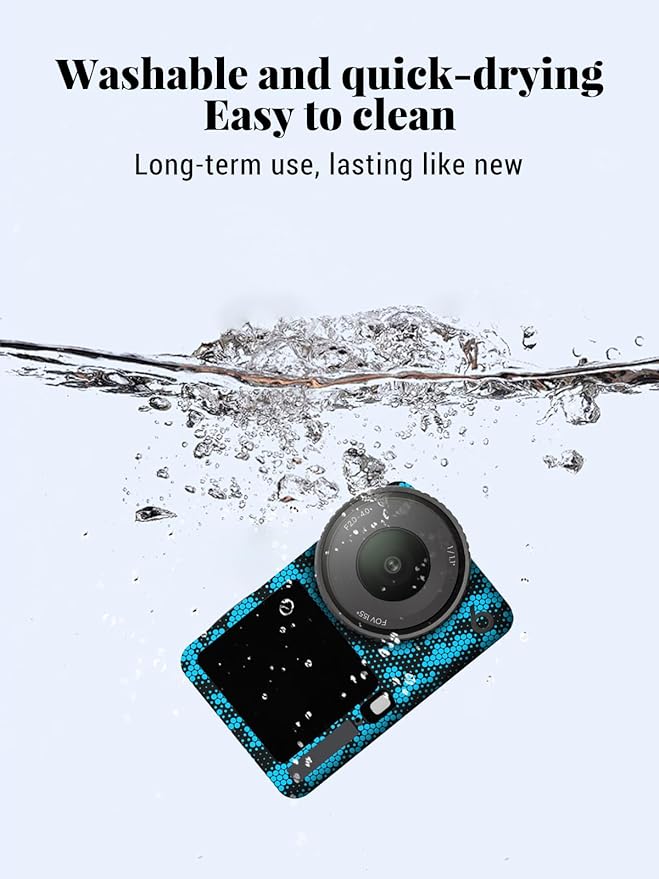 ZBAGUG for DJI Action 6 Skin Full Body Wrap, Anti-Scratch Waterproof Protective Sticker, Full Coverage Action Cam Wrap, for DJI Action 6 Accessories, Black Blue