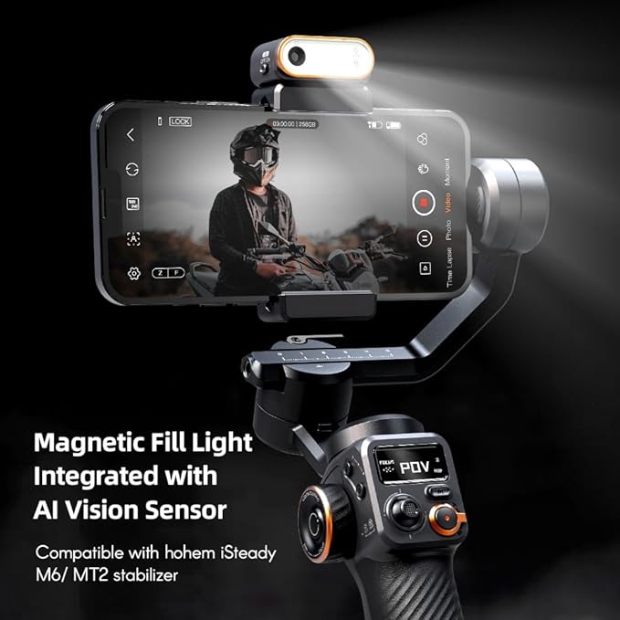 hohem AI Tracking Sensor Magnetic Fill Light with AI Vision Sensor AI Tracker Compatible with hohem iSteady M6/ MT2 Smartphone Gimbal Stabilizer