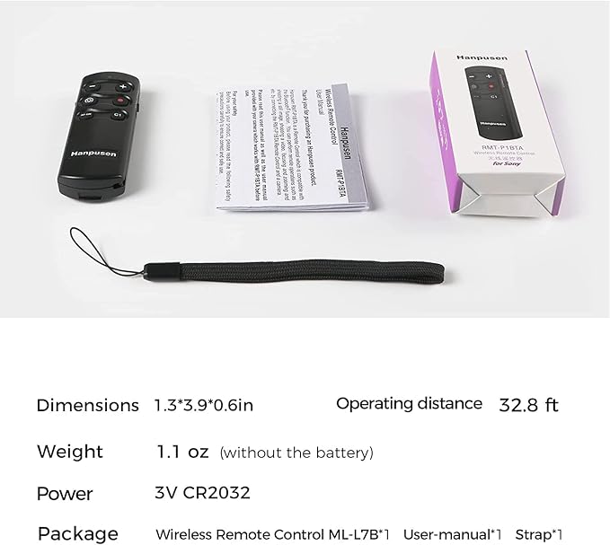 Wireless Shutter Release Camera Remote Control for Sony A7C,A7III,ZV-1,ZV-E10,ZV-1F,A6100,A6400,A6700,A7IV,RX100 VII,A9,A9 II,DSC-RX0 II,DSC-RX100 VII; Replace RMT-P1BT