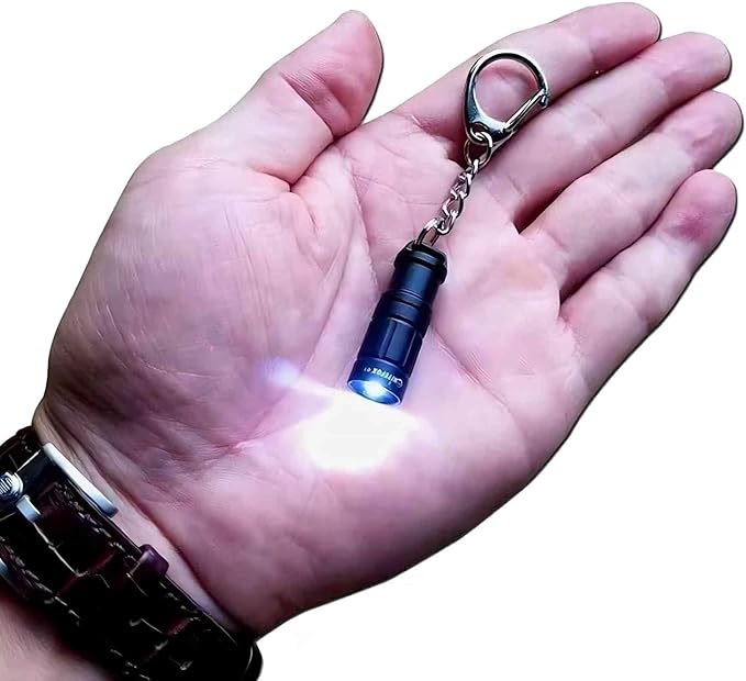 e1 Smallest Keychain Flashlight Micro Tiny Mini Keychain Light Long-Lasting Safety Light for Everyday Carry Emergencies Outdoor Dog Walking Hiking Camping Nice Gift for Parents Kids