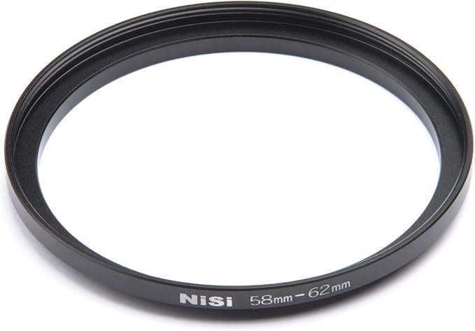 NiSi 58-62mm Pro Step-Up Ring - Threaded Stepping Adapter, 58mm Male Lens Attachment 62mm Female Filter and Accessory Thread - Anodized Aluminum, Matte Black Finish