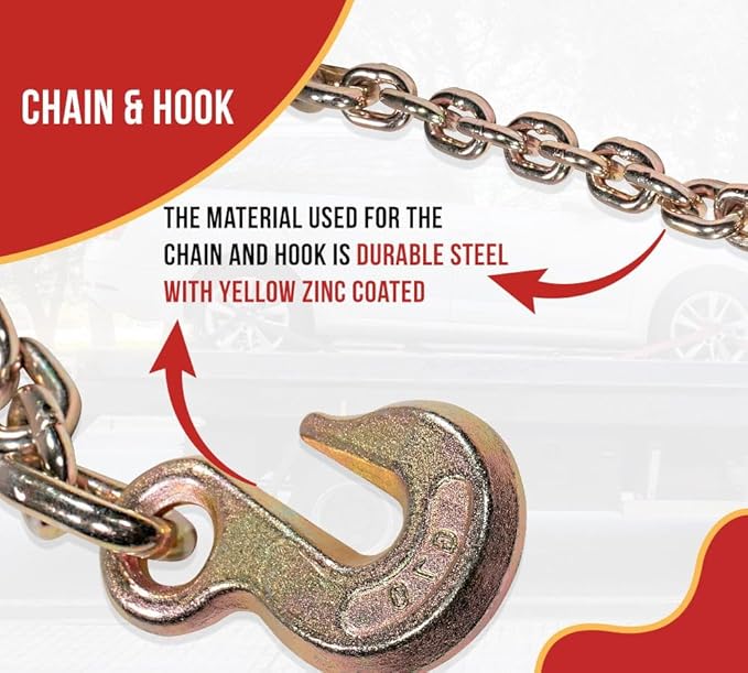 Mytee Products 10 Pack 2â€ Replacement Ratchet with Chain Anchor for 2" Ratchet Tie-Down Strap â€“ 3,333 lbs Working Load Limit, Steel Alloy Zinc Coated