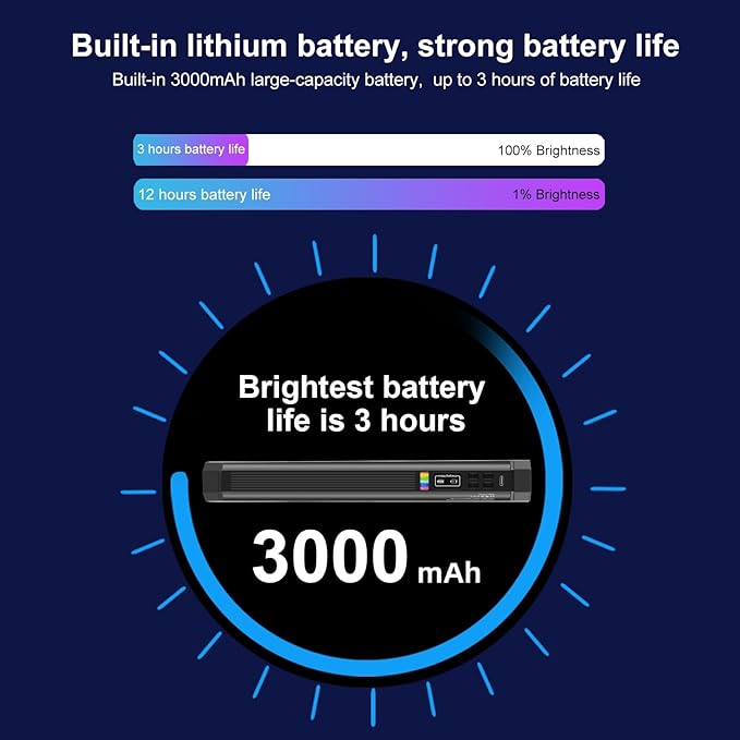 PULUZ Photography Lighting, 360° Magnetic Handheld Light Wand with 2000mAh Rechargeable Battery, 2500-9000K Dimmable Tube Light for Camera, Studio Photography, TikTok, YouTube, Vlogs (30cm/11.8 in)