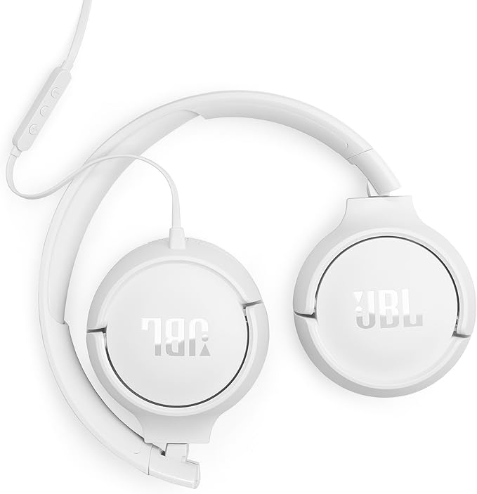JBL Tune 520C - USB-C Wired on-Ear Headphones with Hi-Res Audio Support, JBL Pure Bass Sound, Comfort fit, USB-C connectivity, 3-Button Remote with Microphone and EQ presets Control (White)