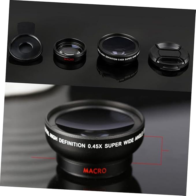 Universal Phone Lens Clip 0.45X Wide Angle and Macro Two-in-One Mobile Phone Camera Lens with 49Mm Uv Filter for Clearer Smartphone Photos