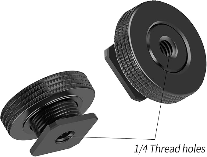 1/4" Female to Hot Shoe Adapter - 2 Packs, Hot Shoe Mount Adapter with 1/4" Male Screw for Magic Arm, Monitor, Video Light