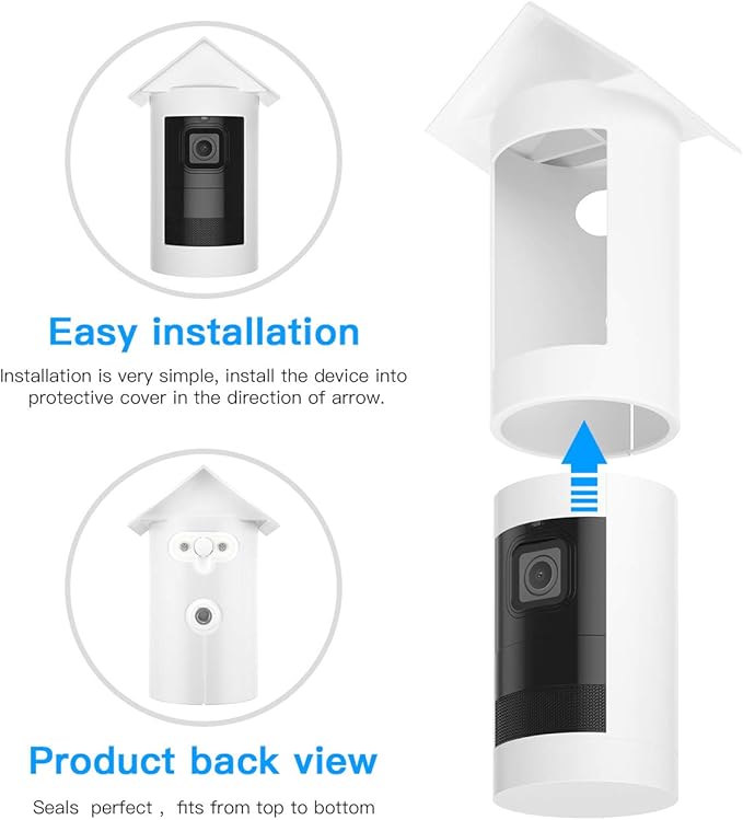 HOLACA Water-Proof Silicone Cover Protective Case for Ring Stick Up Cam Battery HD Security Camera(3rd Generation) - Anti-Scratch Protective Cover for Full Protection (White)