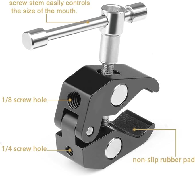 11" Articulating Magic Friction Arm with Large Super Crab Clamp Mount Clip Pliers for DSLR Camera Monitor LED Light