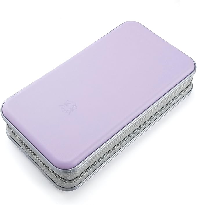 Alavisxf CD Case, 96 Capacity Hard Plastic DVD Disc Storage Case Holder with Zipper - Portable CD DVD Organizer for Car, Home, Travel (Lavender)